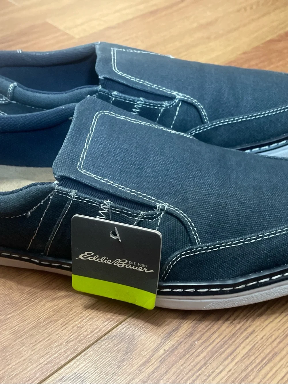 Eddie Bauer Men's Slip-On Canvas Shoes - Navy with White Stitching